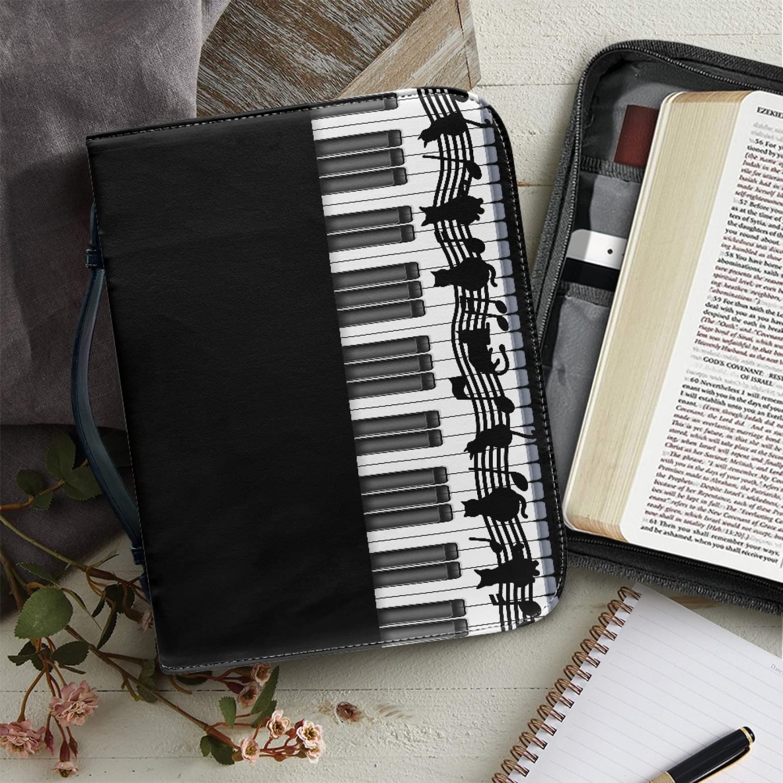 FINPAC Grande Cover per Bibbia, Portatile Custodia per Bible, Leggera Custodia per Bibbia con Maniglia, Regalo Perfetto per Uomo Donna Bambini, (Nero