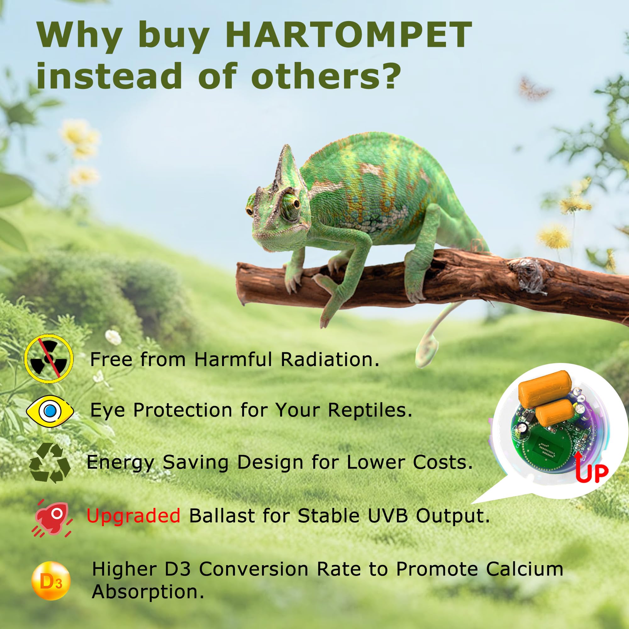 UVB 5.0 Reptile Light 26W, Compact Fluorescent Tropical Terrarium Lamp, Coil UVB Bulbs for Chameleons, Iguanas, Turtles, Rainforest Reptile Tanks, Pet Terrariums, Reptile Habitat Tank - image 6