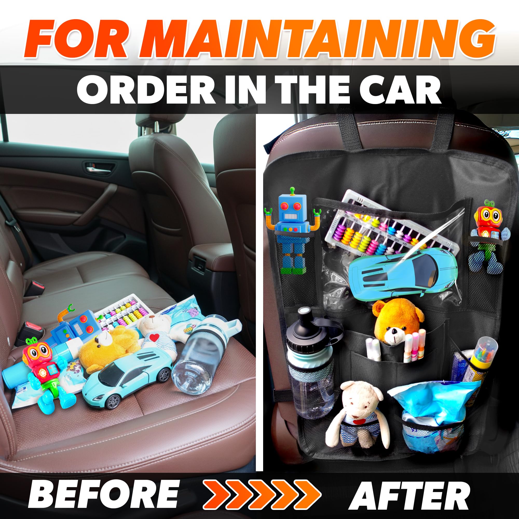 .n Organizador y almacenamiento para asiento trasero de coche, organizador
