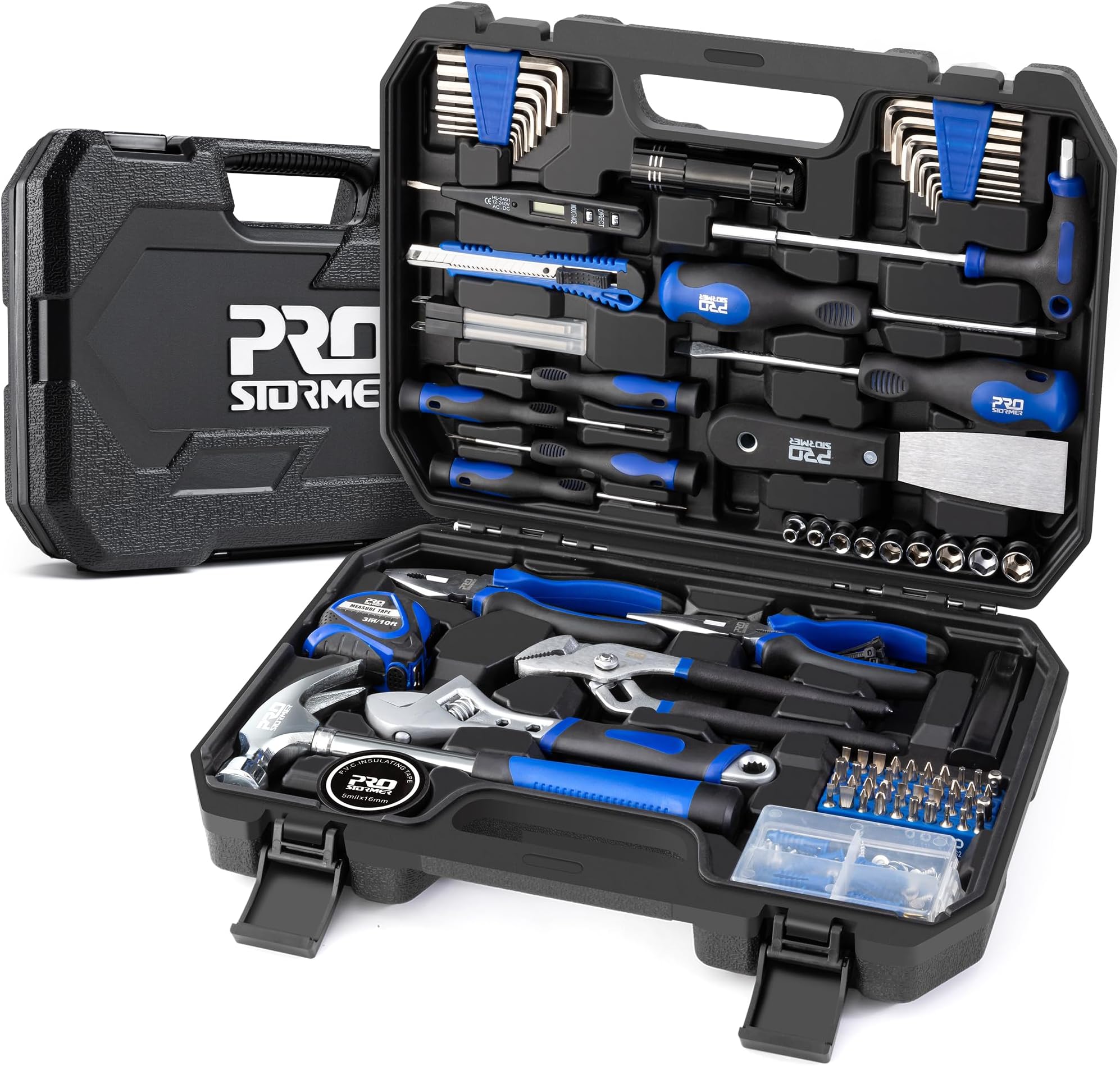 Prostormer 229-Piece Hand Tool Set – Portable Tool Box with Essential Household Tools, Perfect for Home Maintenance, DIY Projects, and Daily Repairs