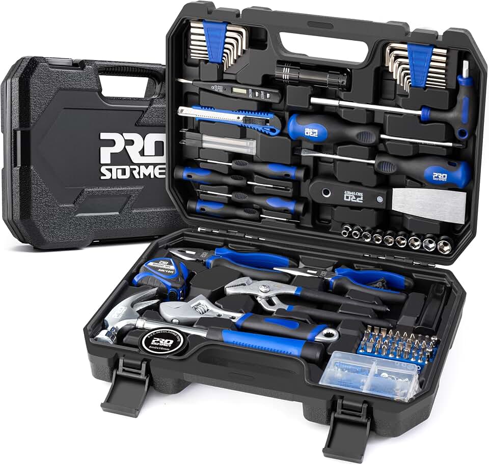 Prostormer 229-Piece Hand Tool Set – Portable Tool Box with Essential Household Tools, Perfect for Home Maintenance, DIY Projects,