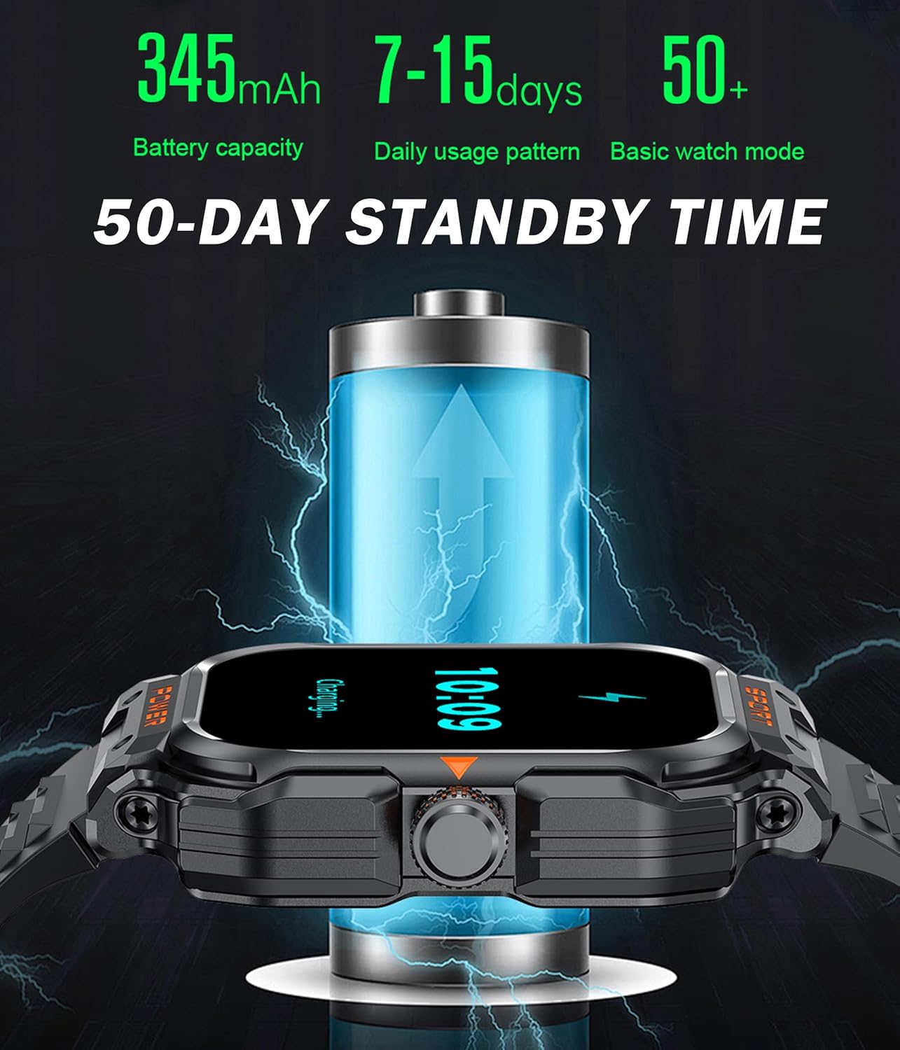 Military Smart Watch with Earbuds,Bluetooth Call Smartwatch TWS Wireless Earphones for Android iOS Phones Fitness Watch Heart Rate Sleep Monitor Sports Step Calorie Counter Pedometer 2.01" HD Screen