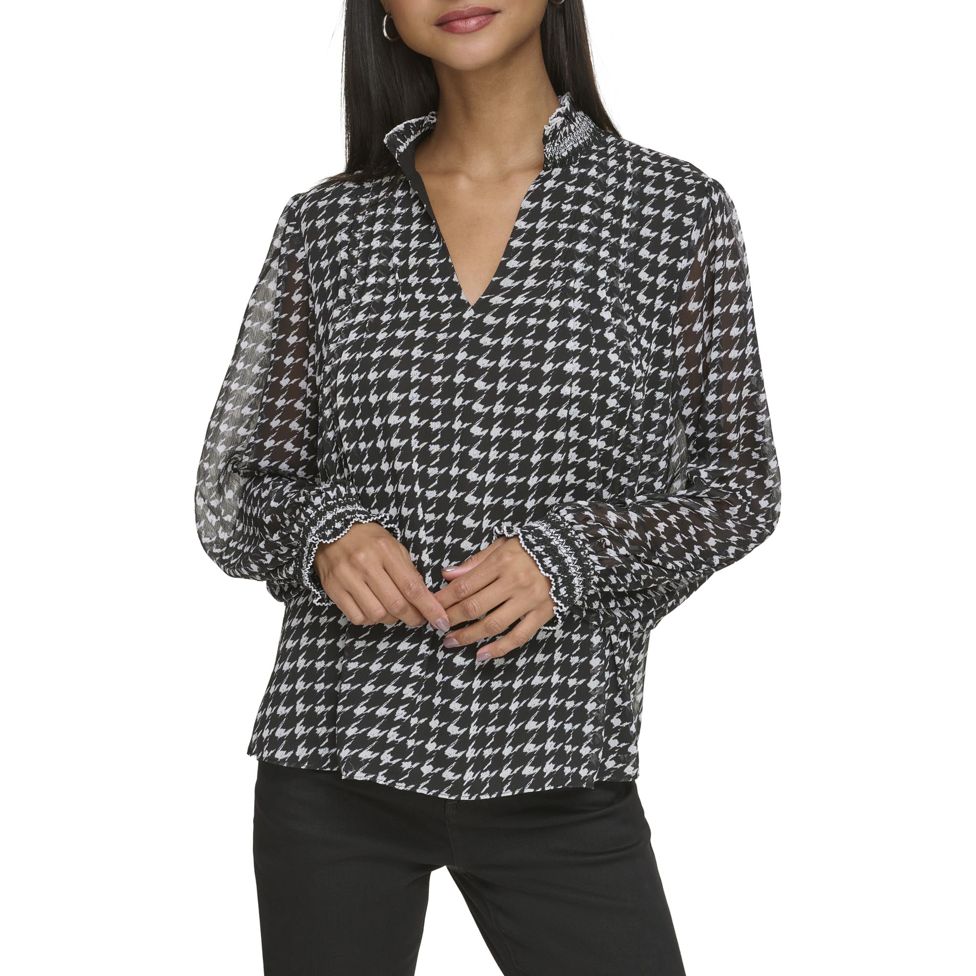 Karl Lagerfeld Paris l3hah560-xsf-s koszula damska, czarna/biała, mała, czarno-biały, S