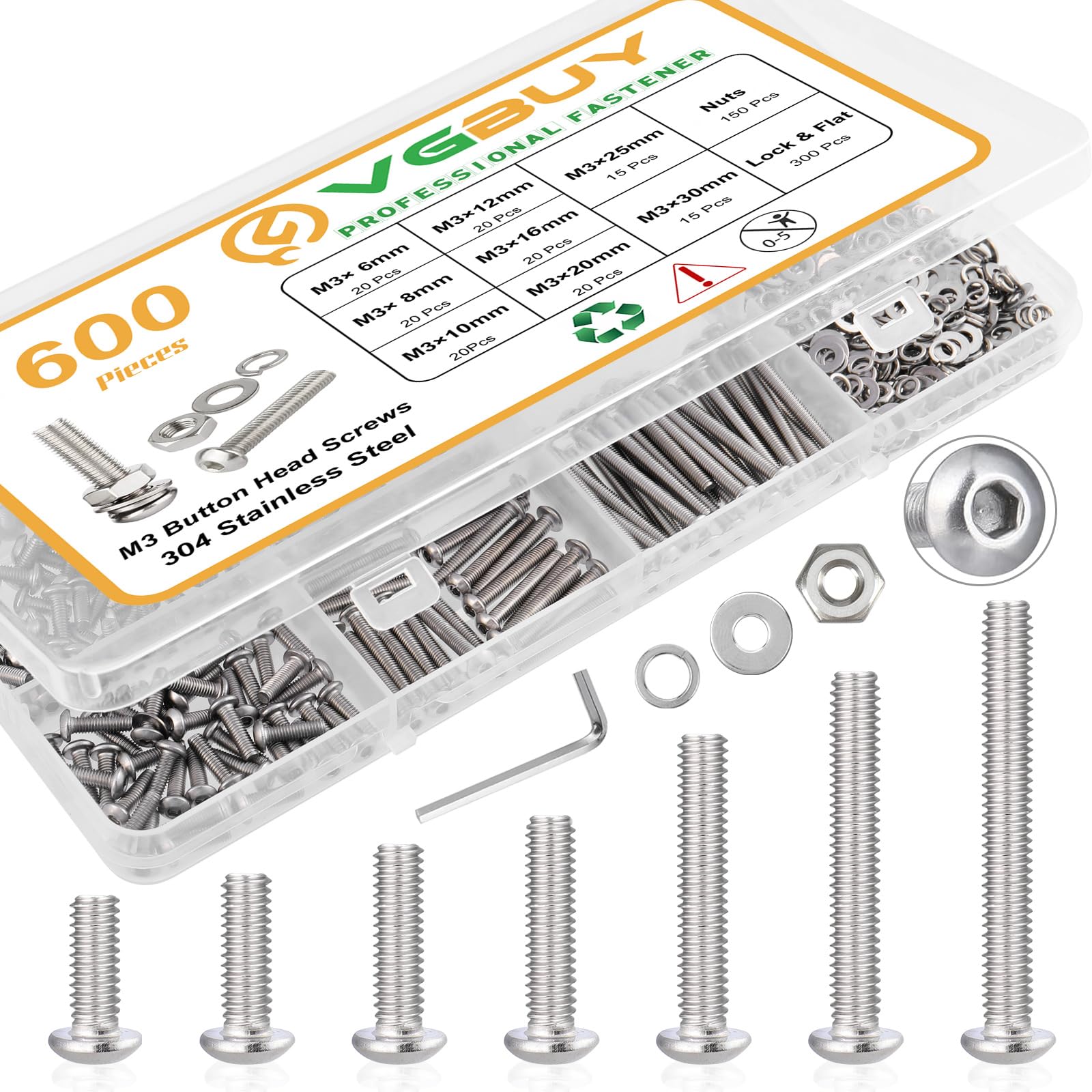 M3 Screw Assortment Kit - 440pcs Stainless Steel -11