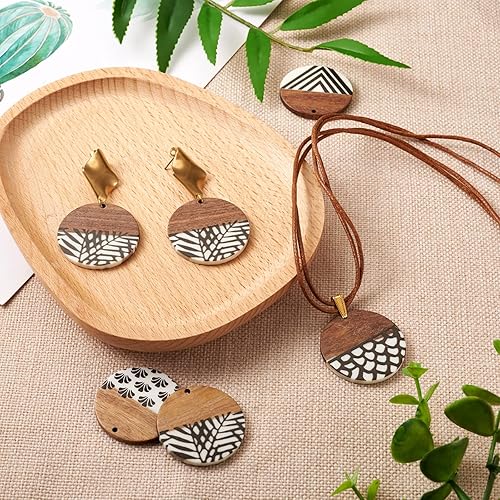 Vista 173 de Colgante de madera de resina, Resina, No es una piedra preciosa 0negro