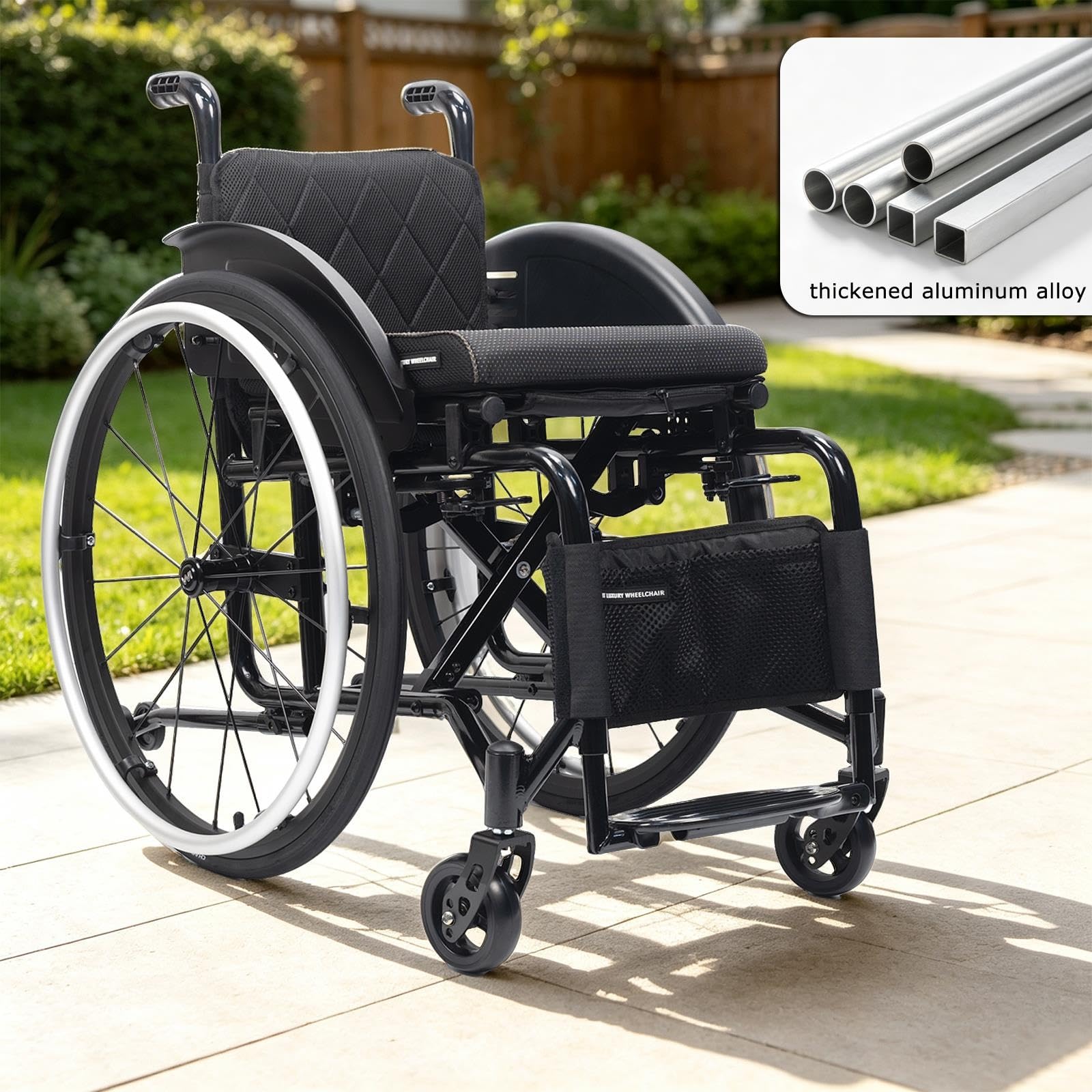 Silla de ruedas deportiva ligera todo terreno, silla de ruedas plegable