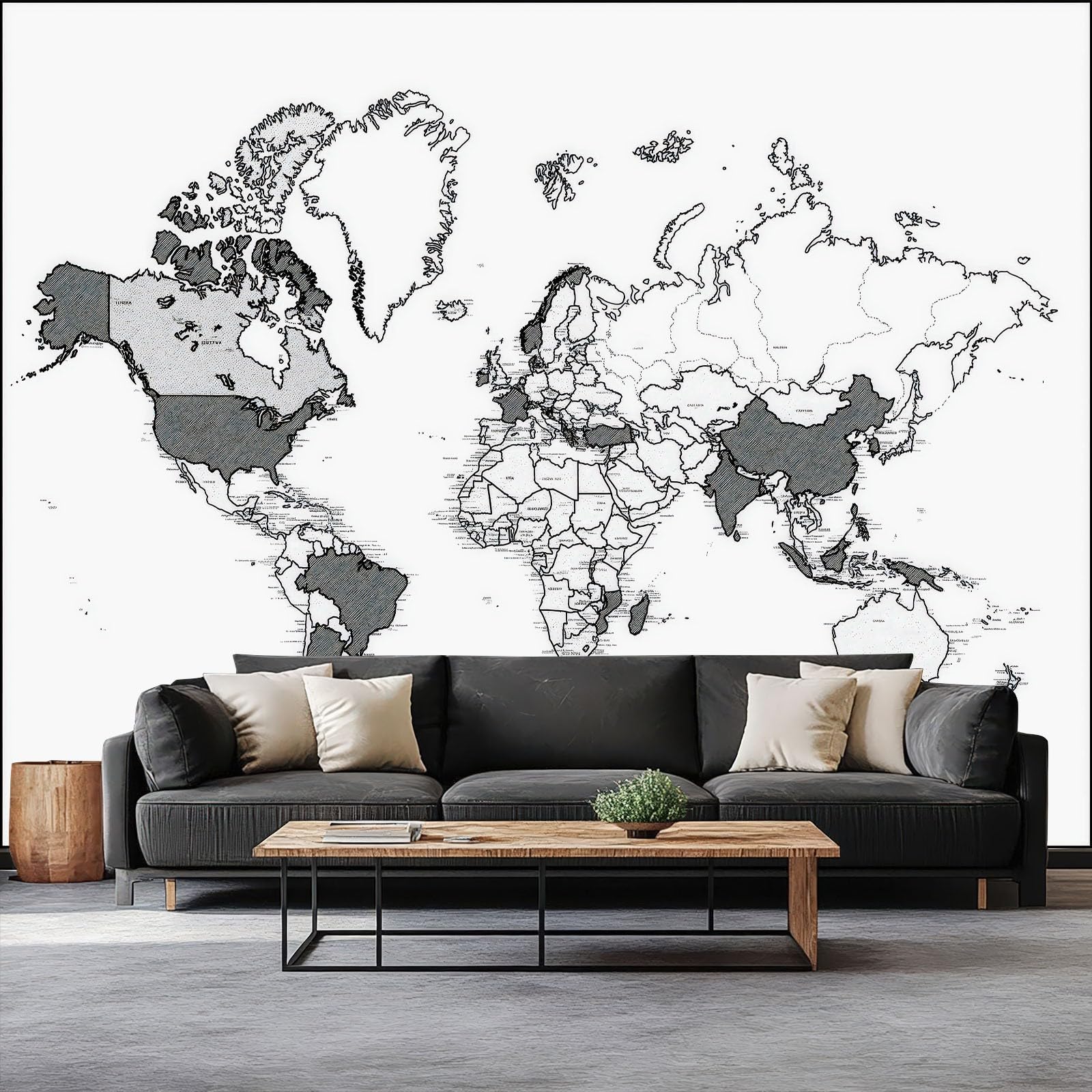 Générique Tapeta z włókniny minimalistyczna nowoczesna mapa świata - 400 x 280 cm panoramiczna tapeta biała gobelin plakat gigantyczne ściany sypialnia sypialnia dekoracja salonu