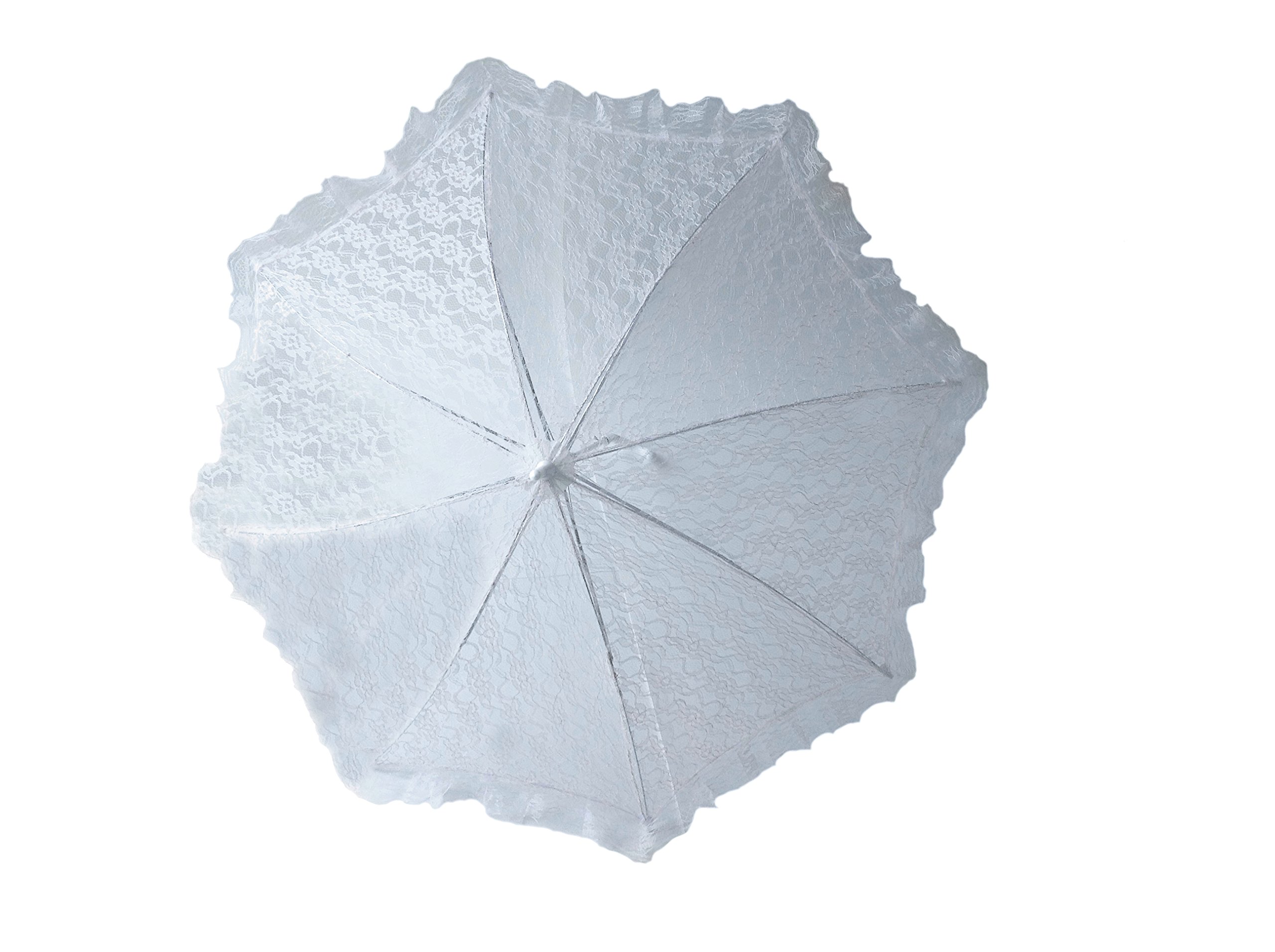 Plain Bridal Shower Wedding White Lace Umbrella Parasol 32"