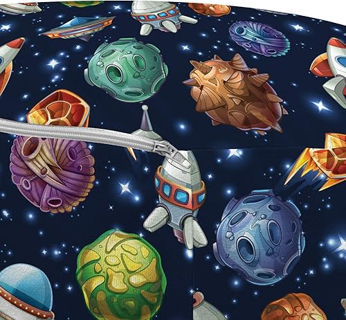 Miniatura 3 de Ambesonne Space Pouf Cover with Zipper, Futuristic Science Fiction Comic Planet Spaceships Androids Rockets UFO Illustration, Soft Decorative Fabric
