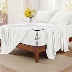 Bedsure Linen Ensemble de draps de la Reine de poche profonde - 6 Pièces de lit prélavé ultra-soft pour lit Queen, convient aux matelas jusqu'à 18 Poches épaisses, respirantes & Sécuritaire, Bedding de luxe Hôtel