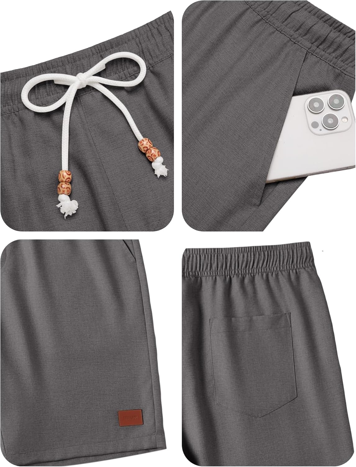 COOFANDY Mens Summer Beach Shorts Casual Elastic Waist Drawstring Short Vacation Shorts with Pockets - Image 5
