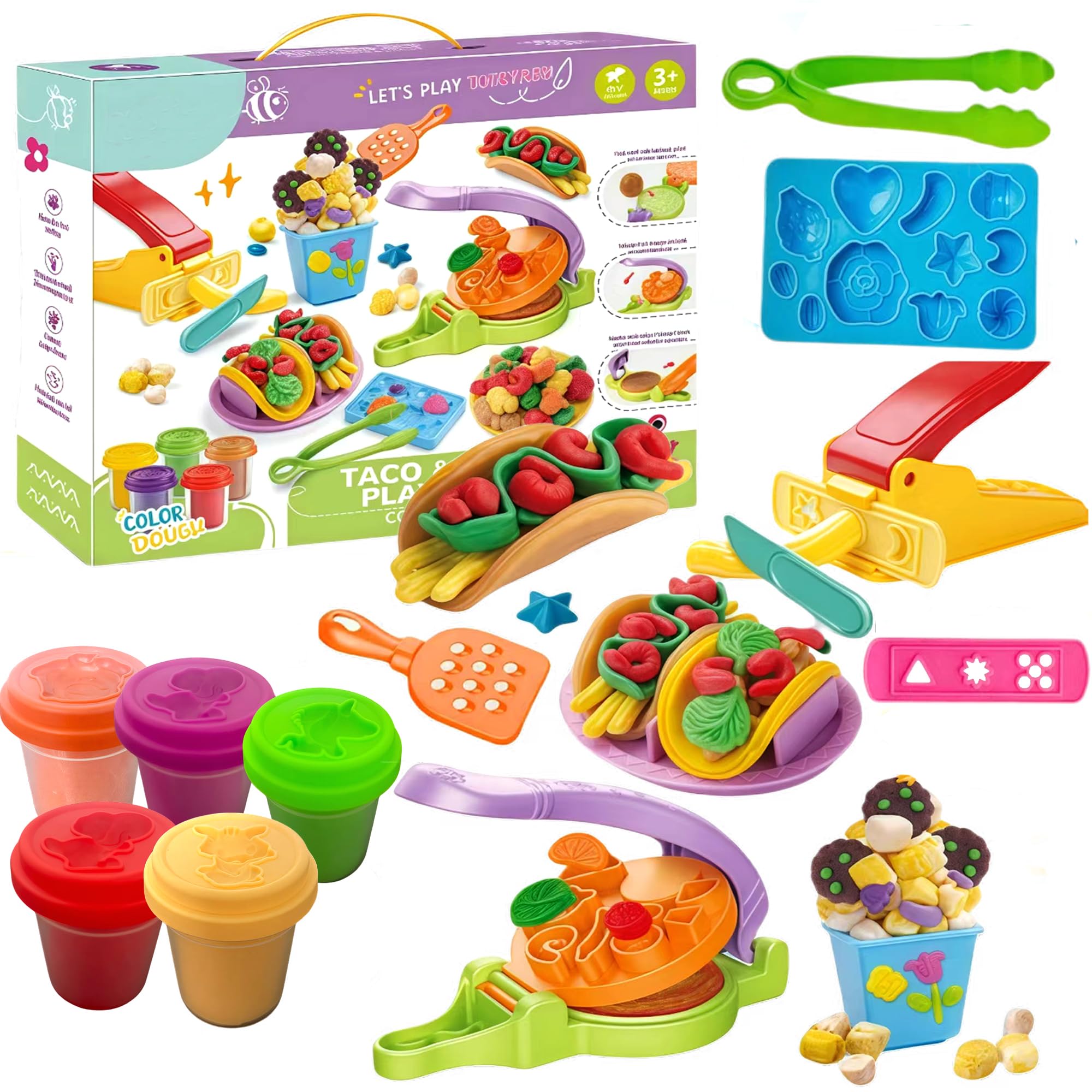 Vndnsy Modeling Clay Tools Set, Color Dough Kitchen Creations for Kids Toddlers,Kids' Art Clay& Crafts Gift Idea, Educational Toys for Boys and Girls 3+ Year Old