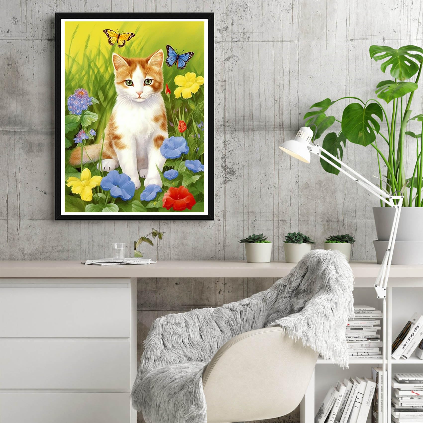 Reofrey Diamond Painting 5D Diamant Peinture Chat DIY Cristal