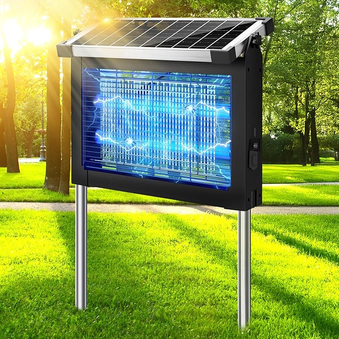 Solar Bug Zapper Outdoor, Waterproof Mosquito Zapper Outdoor Solar Powered