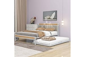 Sturdy Queen Bed Set with Concealed Storage & Power Access