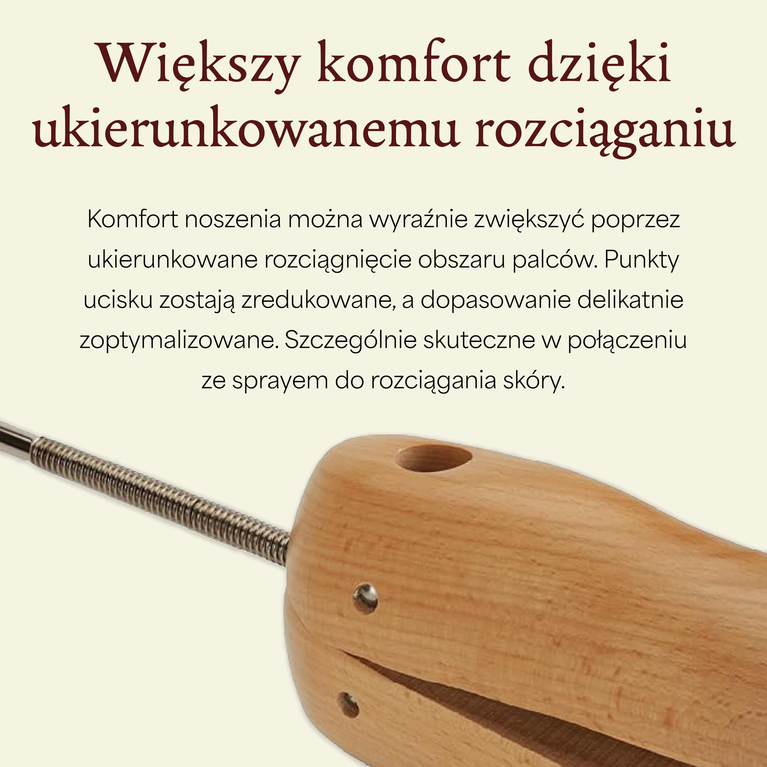 Langer & Messmer Rozciągacz do butów dla mężczyzn przeciwko uciskającym butom – wykonany z litego drewna bukowego i w zestawie spray do rozciągania skóry 50 ml