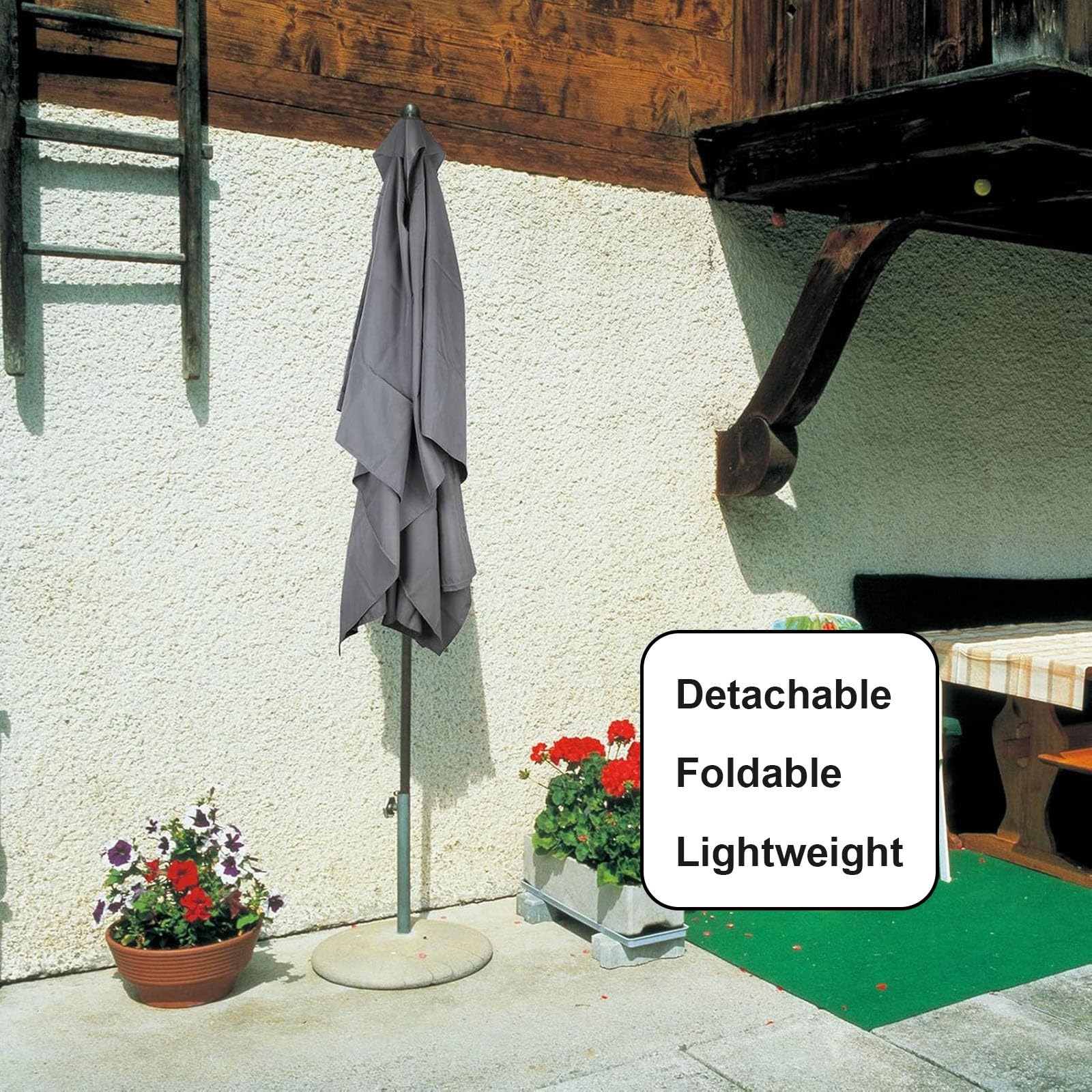 Copertura Di Ricambio Per Ombrellone Da Giardino, Telo Di Ricambio Per Ombrellone Rettangolare 3x2M 6 Stecche, Parasole Impermeabile E Resistente Ai Raggi UV, Vela Di Ricambio In Tessuto(Beige)