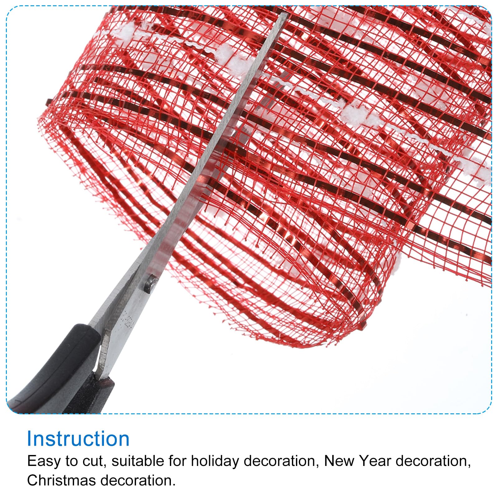 PATIKIL 2pcs Deco-Mesh, 10 Inch x 10 Yard Deco-Mesh Ribbon Roll Foil Metallic for Christmas Tree Wreaths Decoration,Red Silver - Image 4