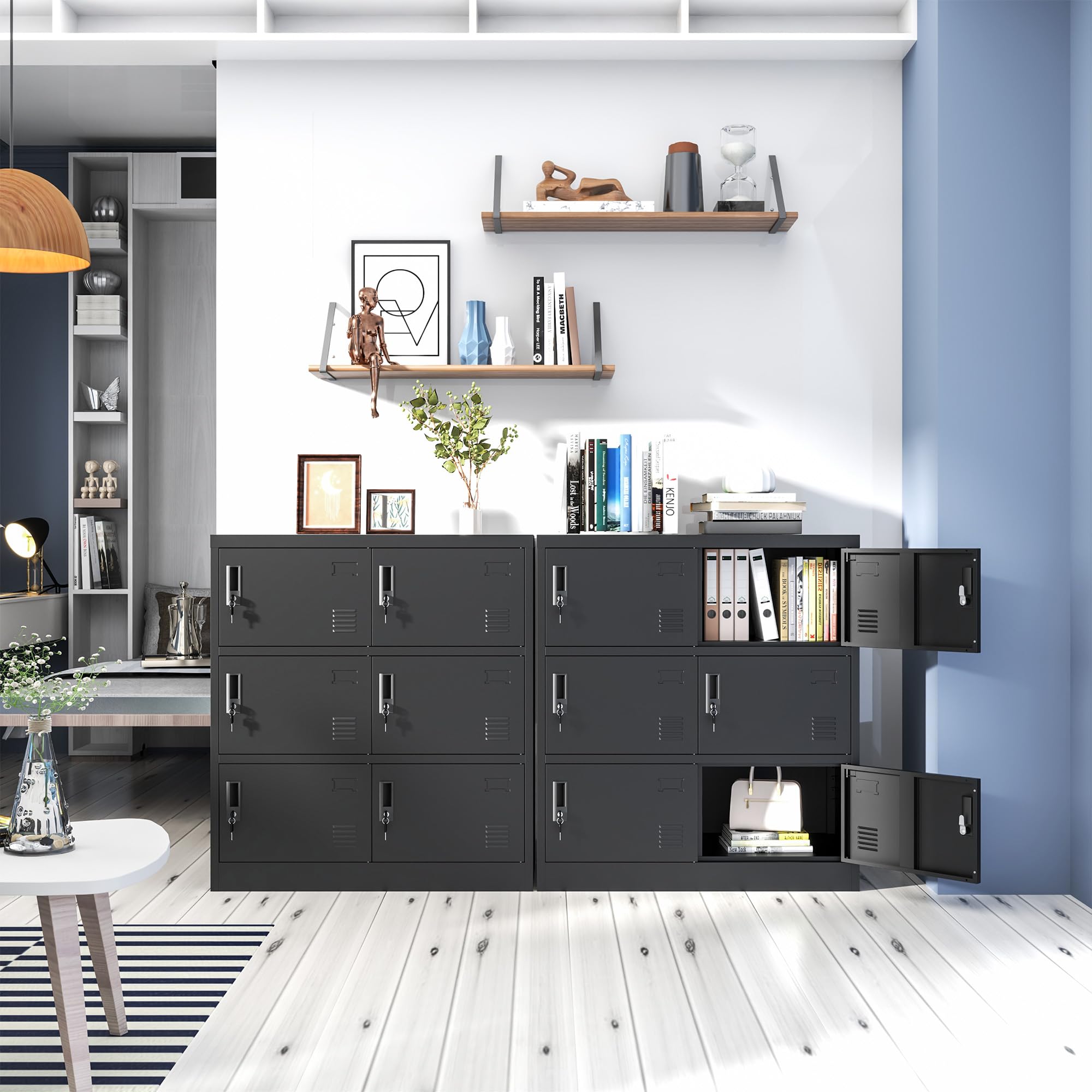 Spind Kleiner Metallschrank, 6-türiger Mitarbeiterschrank, Büroschrank mit Kartenfächern, Metallschrank für Zuhause, Fitnessstudio, Schule