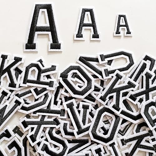Miniatura 36 de Parches de letras para planchar de 1.3 pulgadas, 78 piezas, parches bordados del alfabeto A-Z para ropa, chaquetas, sombreros, mochilas, jeans