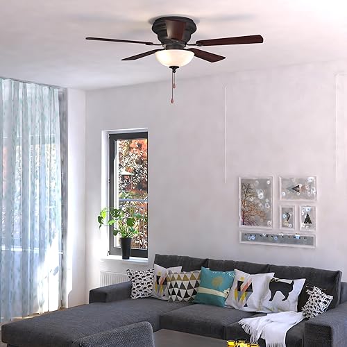 Miniatura 7 de VAXCEL Expo - Ventilador de techo empotrado de bronce de 42 pulgadas con kit de luz LED