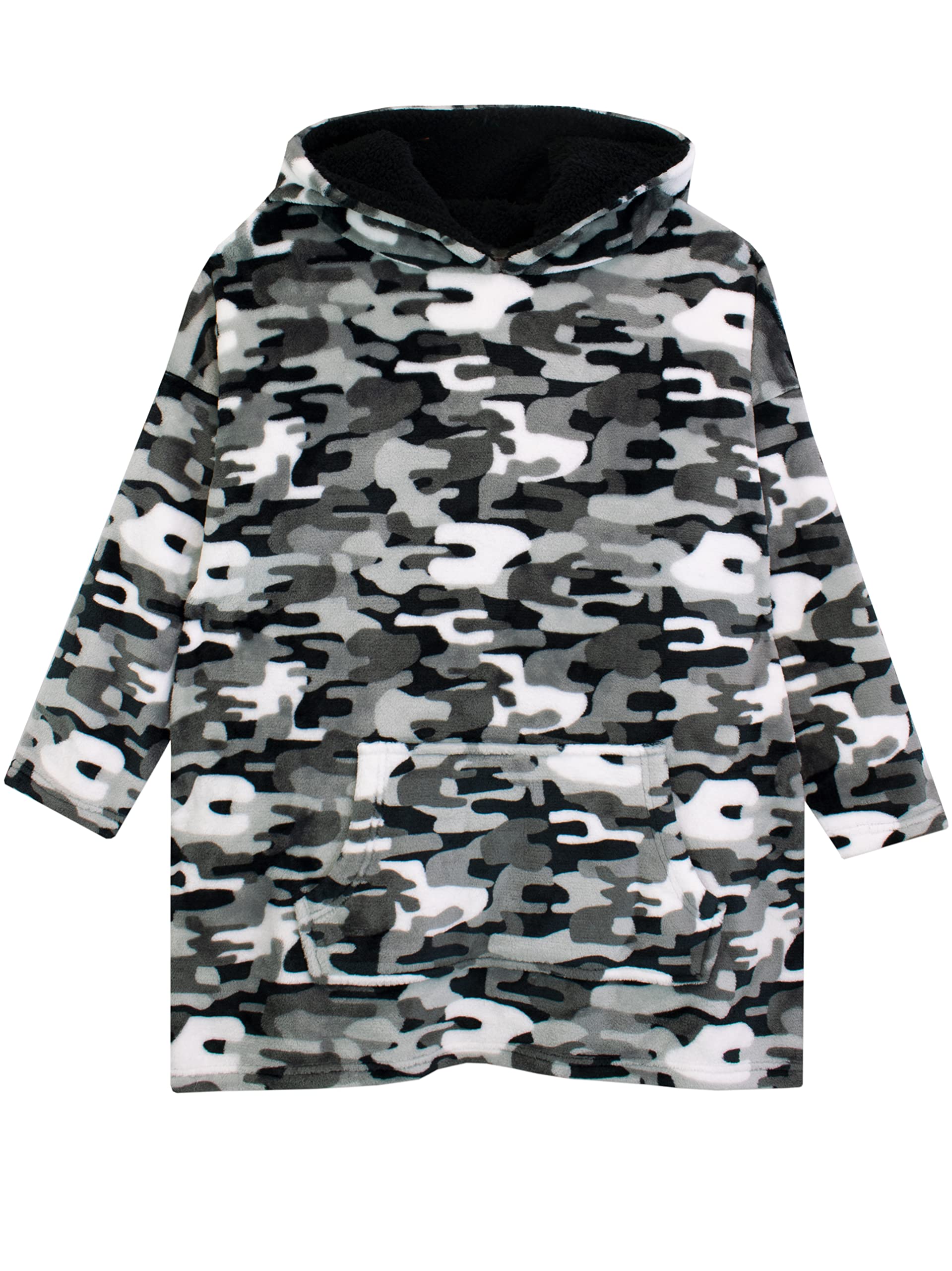 Harry Bear Boys Blanket Hoodie Oversize Supersoft Wearable Fleece for Kids Grey One Size