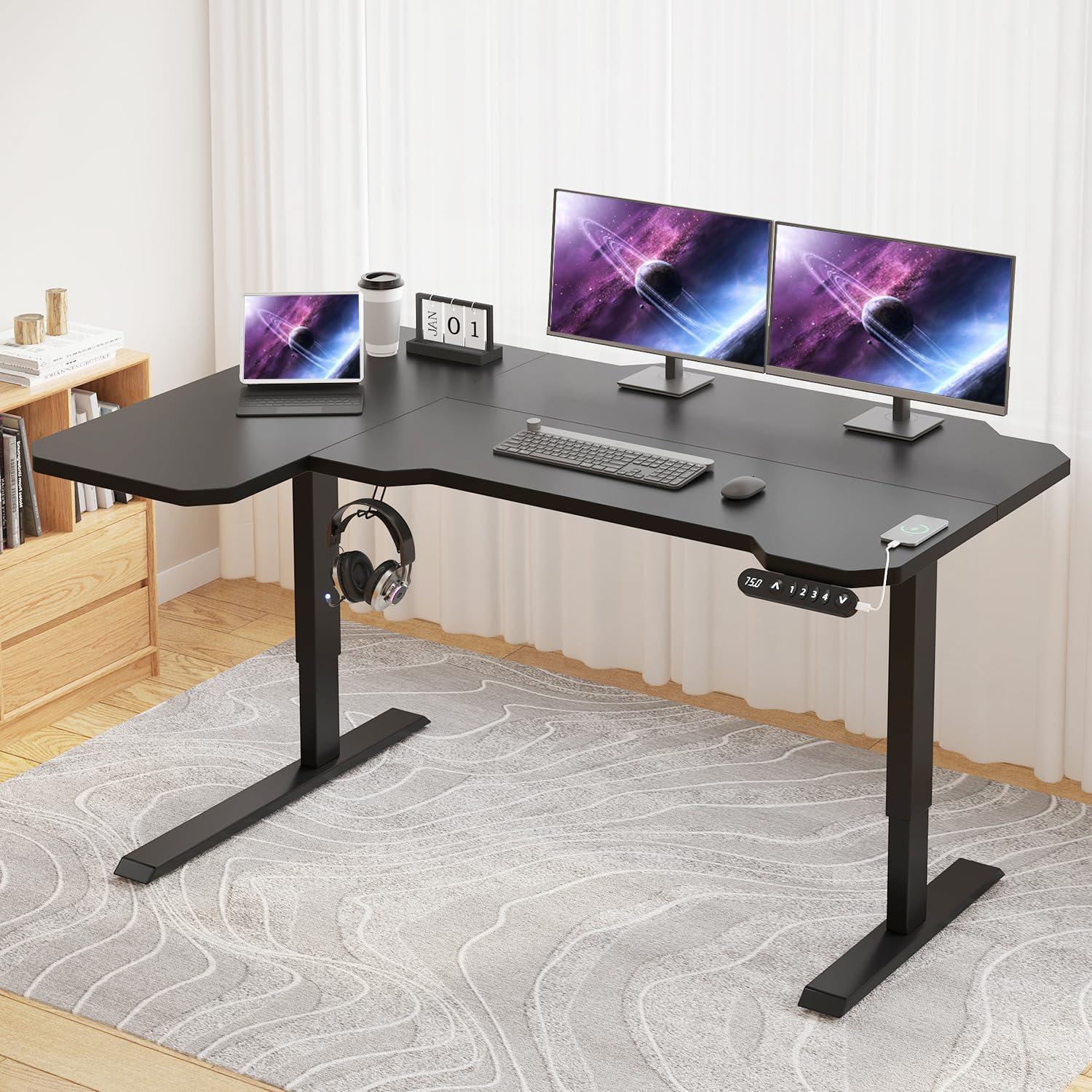 Amazon | Suhapup 電動昇降デスク 机 電動式 パソコンデスク 幅150CM