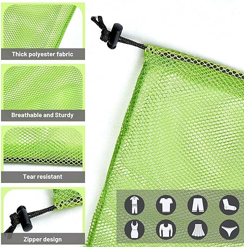 Miniatura 8 de Berlune Bolsa de lavandería grande de malla de 24 x 32 pulgadas con cordón, bolsa de malla resistente, lavable a máquina, bolsa con cordón para