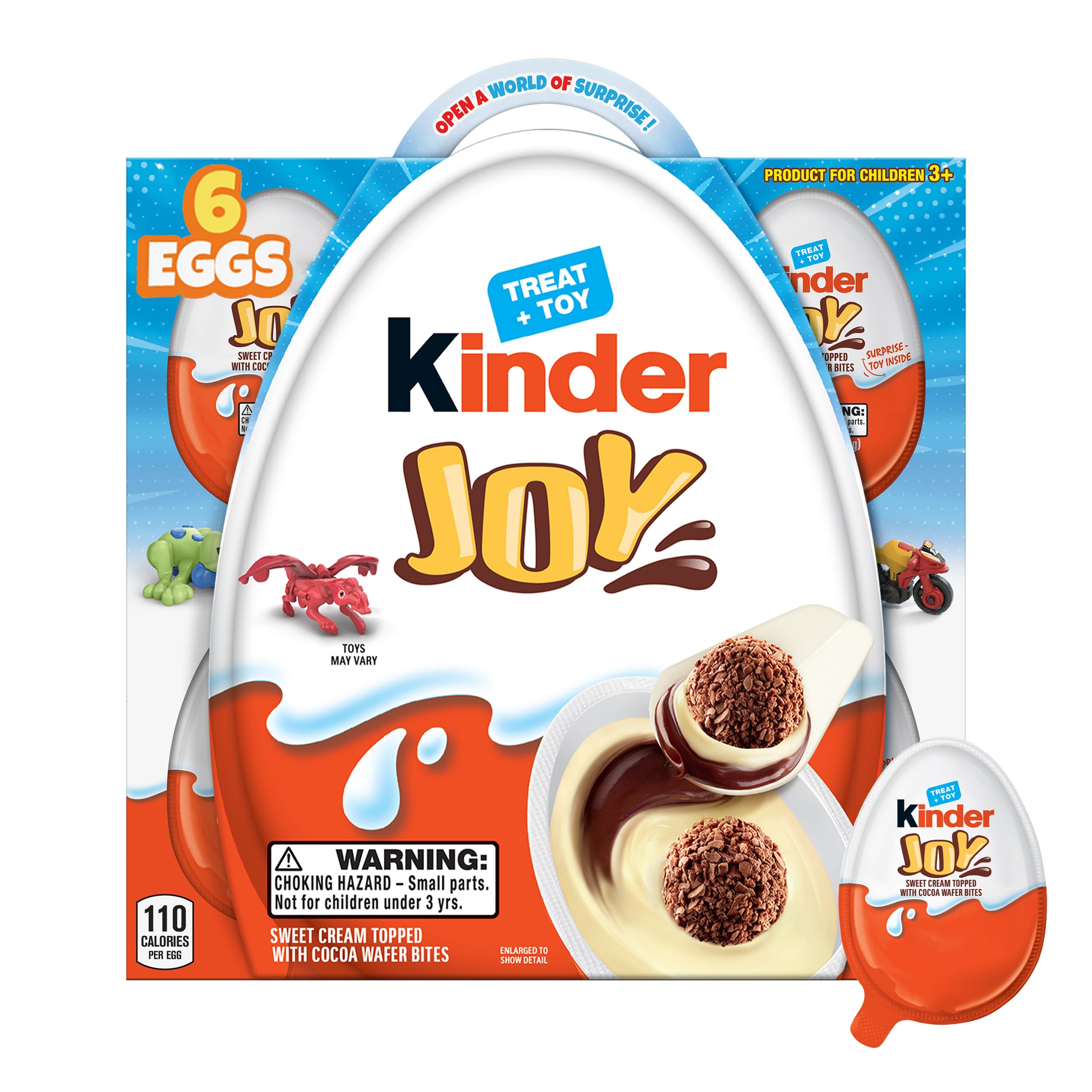 Kinder JoyEggs, 6 Count, Treat Plus Toy, Sweet Creams and Chocolatey Wafers, Individually Wrapped, 4.2 oz