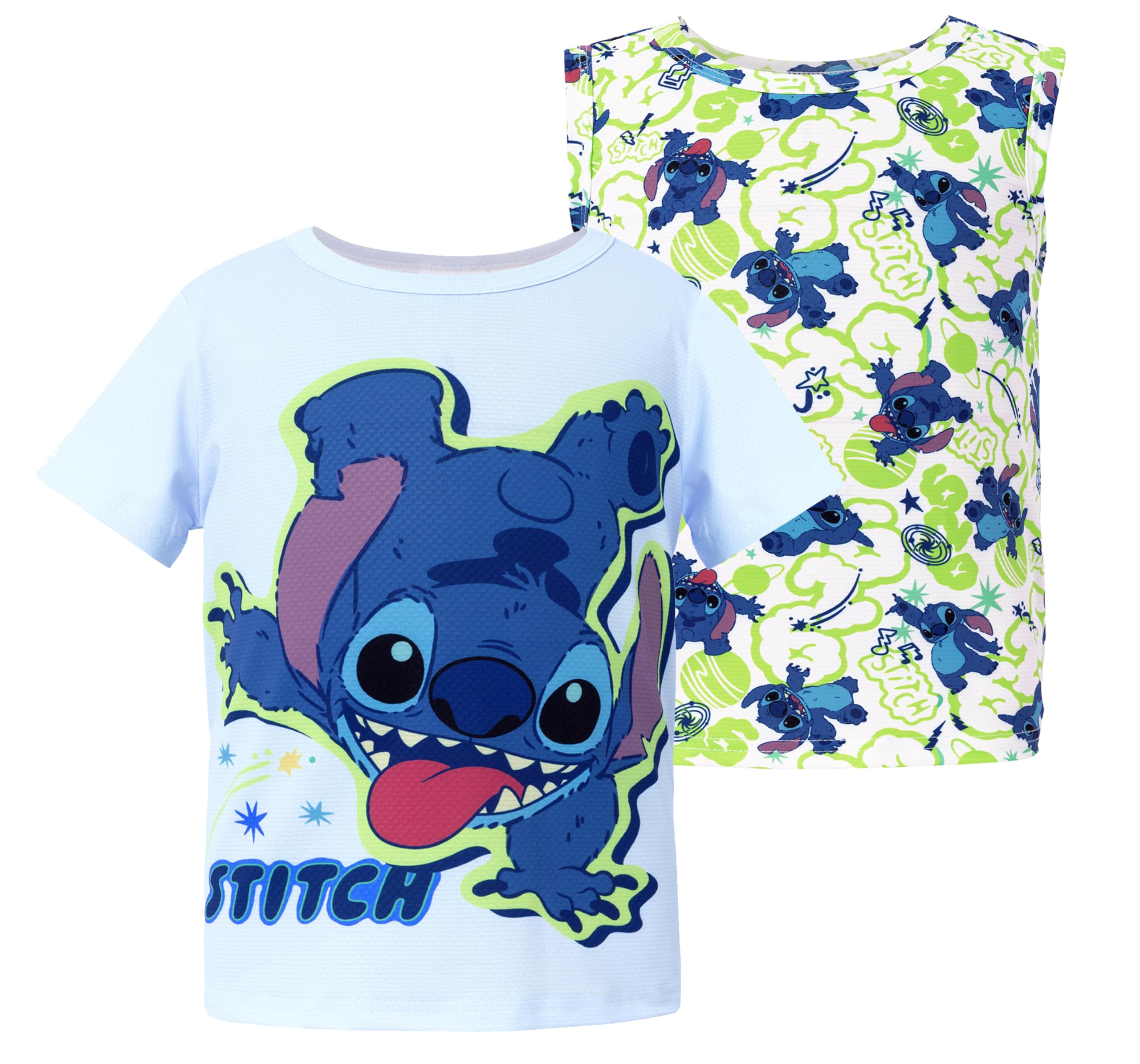 Disney Marvel Spiderman Stitch Star Wars Mickey Boy T-Shirt &amp; Tank Set 2-9Y