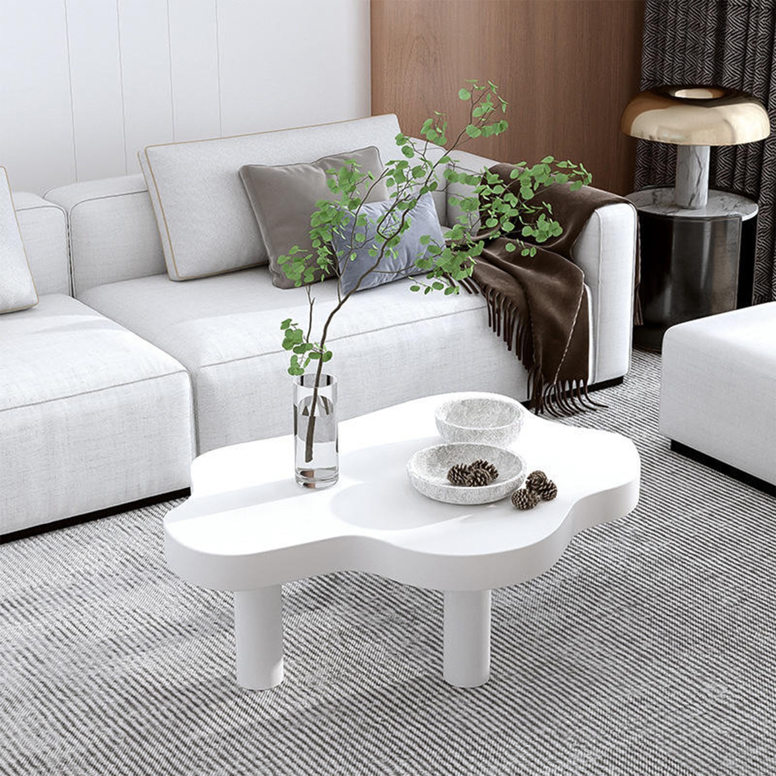 SXZenSpace Thick Round Corner Side Table, Coffee Table Solid Wood Cloud Irregular Indoor Tea with 3 Legs Small Center For Bedroom Living Room Furniture,A-110 * 40c