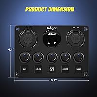 Vista 5 de Nilight 90101E - Cargador USB dual de 5 bandas multifunción basculante + volímetro digital + salida de 12 V, panel de interruptores precableado