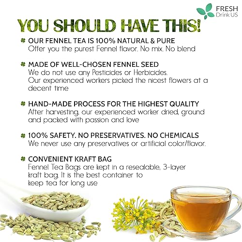 Miniatura 2 de 55 bolsas de té de hinojo premium, 100% natural y puro de semillas de hinojo. Té de hierbas de semillas de hinojo. Té de semillas de hinojo. Hecho