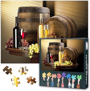 Wine Jigsaw Puzzles for Adults 1000 Piece Grape Painting Picture Prints Poster Art Italian Kitchen Dining Room Wall Decor Tuscany Vineyard Vintage Board Game Toy Premium Paper Board 27.5x19.7 Inch