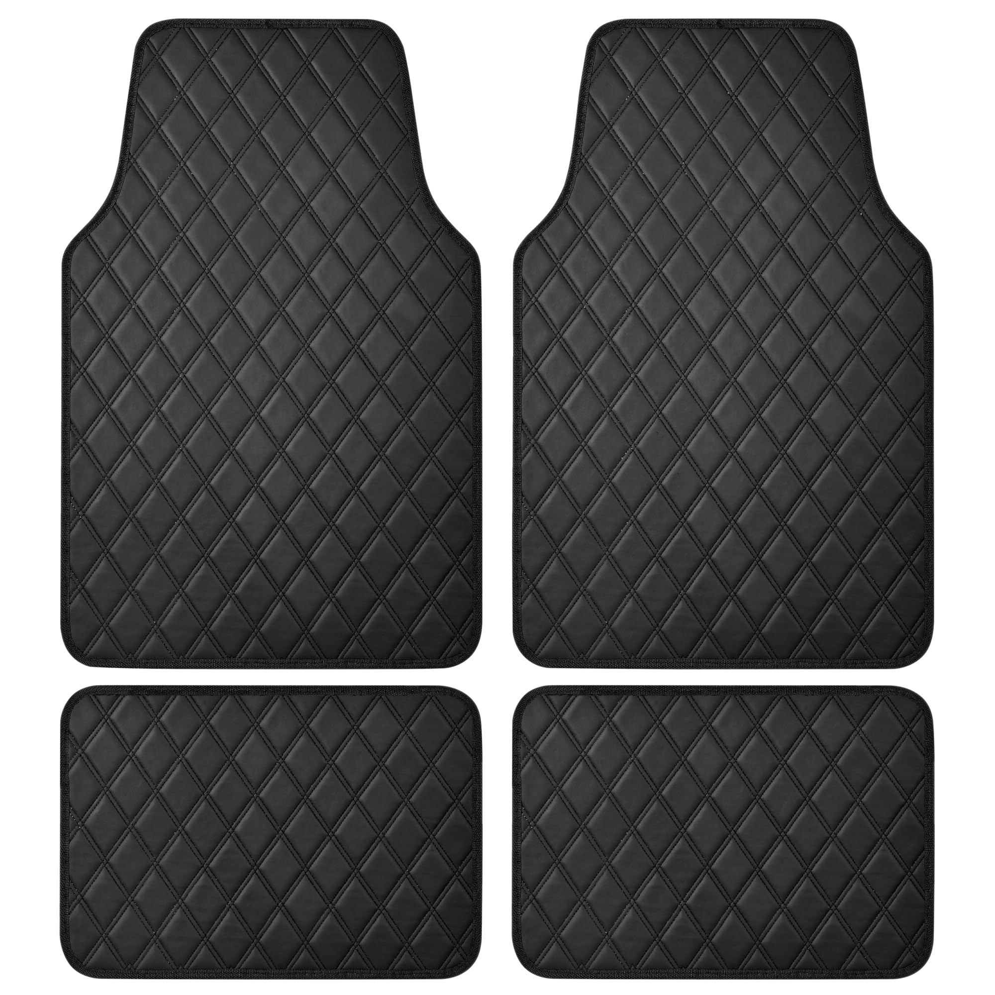 Carbella DiamondLuxe Car Floor Mats Stylish Faux Leather Car Mats with Diamond Stitched Detail and Matching Taping Universally