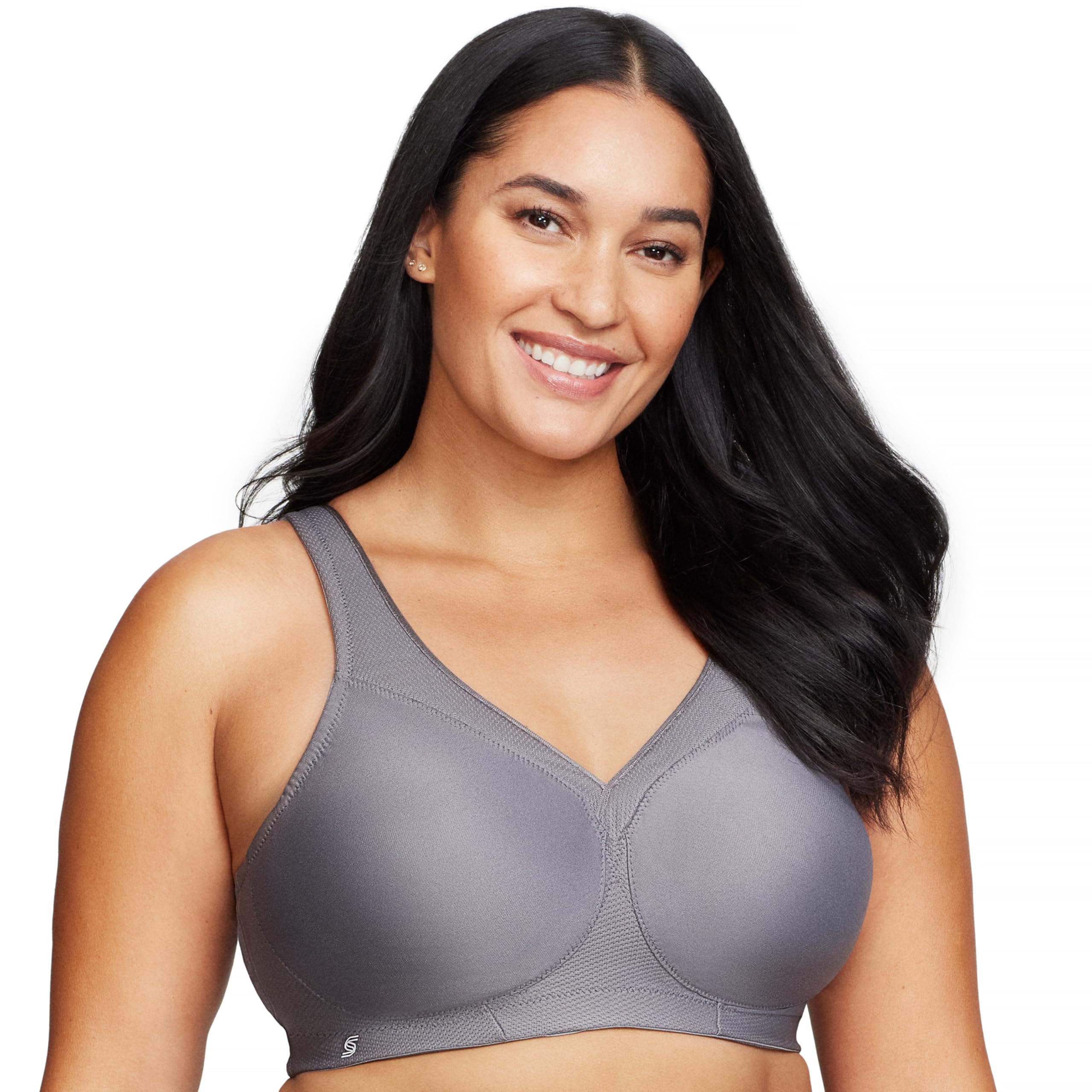 Glamorise Damski biustonosz sportowy Plus Size MagicLift bez fiszbin 1006, Grafitowy szary, 95B