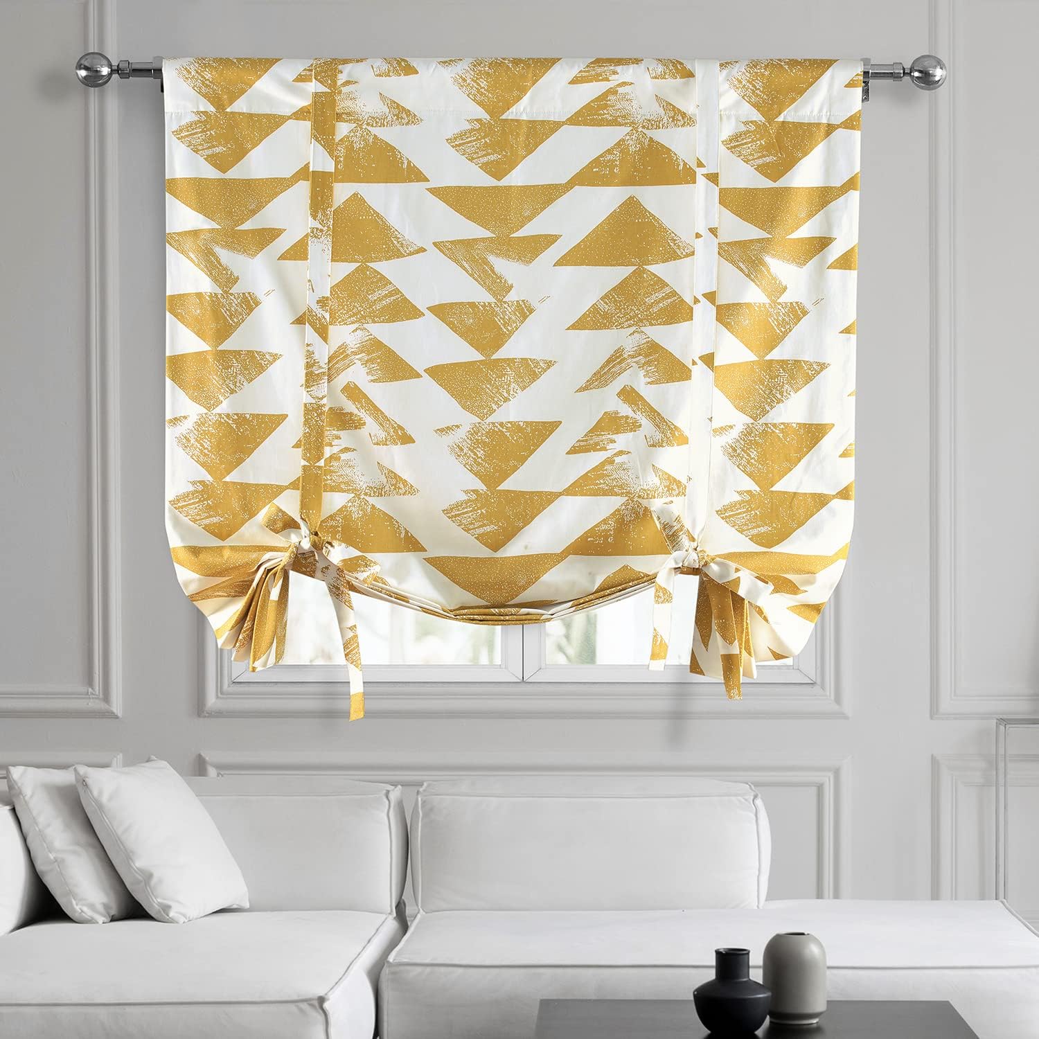 HPD Half Price Drapes Room Darkening Tie Up Curtains 46 X 63 Inch Mayan Printed Cotton Window Roll Up Balloon Curtain for Living Room, Kitchen PRTW-TUD02-63 (1 Panel), Mayan Teal