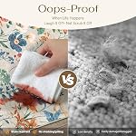 PureCozy 5x7 Rug Floral pour bureau Beige Rug lavable , pour les enfants, Chambre, Salon, Doux, Non-dérapant, Faible Pile, Animaux acceptés