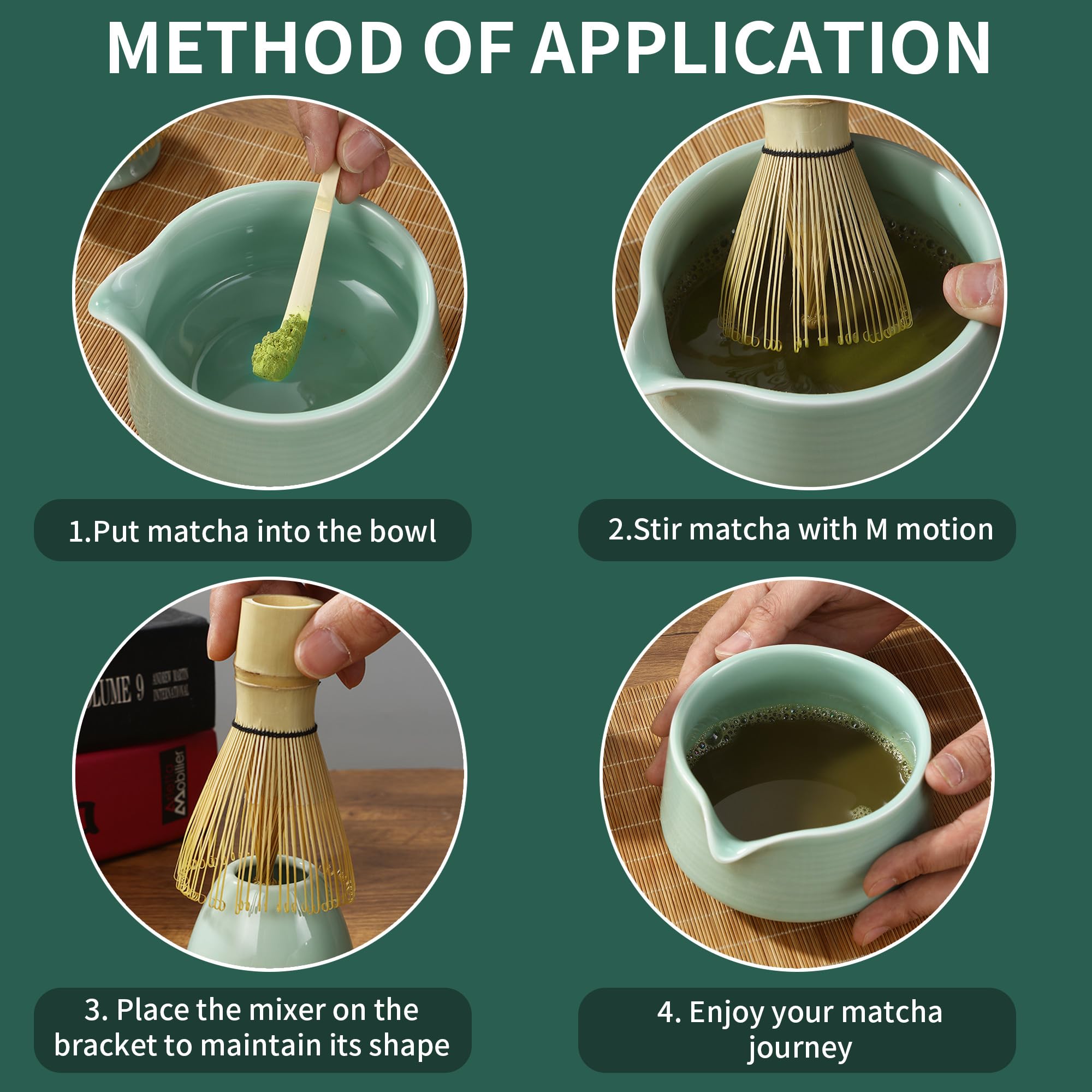 Matcha Kit 5 piezas Te Matcha Kit para los amantes del matcha, el hogar, la oficina y los salones de té,Cian