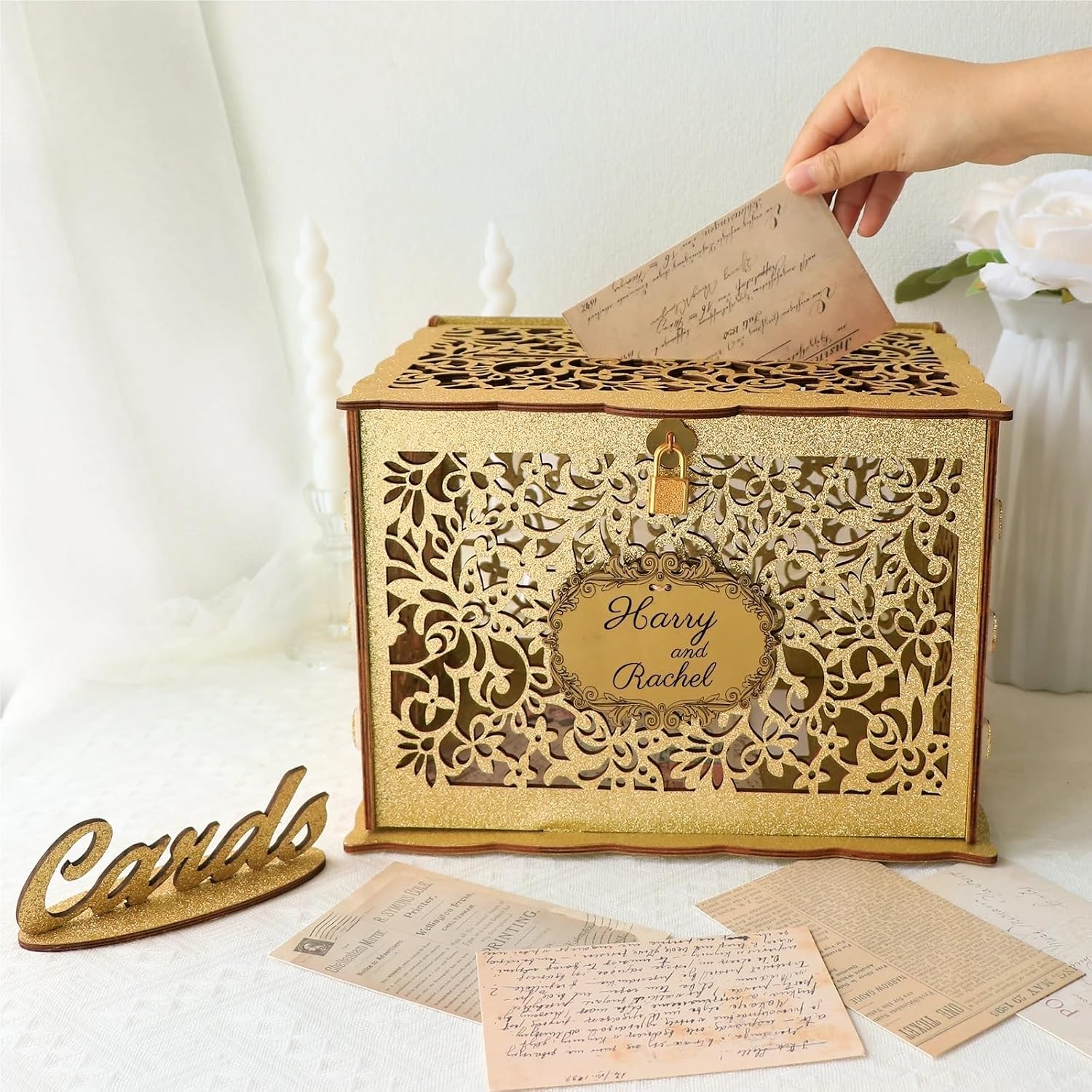 Card Box For Wedding Gold Wedding Card Box For Reception Glittery Boxes With Lock