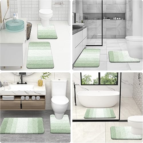 Miniatura 258 de OLANLY Juego de 2 alfombras de baño de 2 piezas, alfombras de baño de microfibra suave y absorbente y alfombra de inodoro con contorno