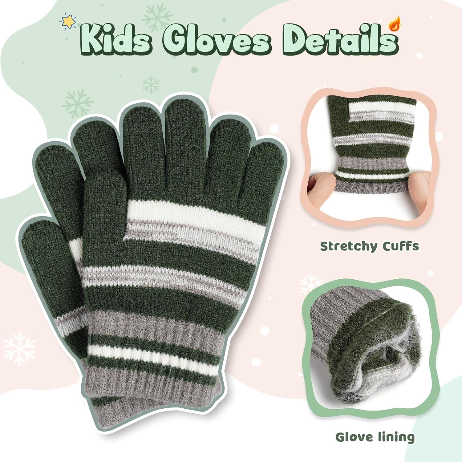 Kids Winter Hat Scarf Gloves: Boys Beanie Set Warm Fleece Lined Ages 6-10