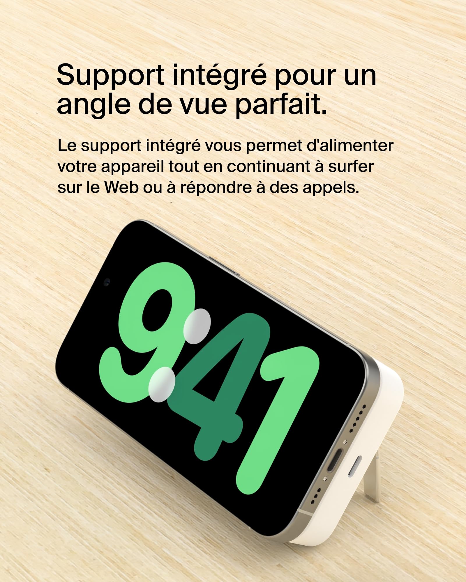 Belkin BoostCharge Pro Batterie Externe sans Fil 10 000 mAh avec Qi2 (Chargeur Portable Compatible MagSafe, Support intégré, pour iPhone 16, 16 Plus, 16 Pro, 16 Pro Max, iPhone 15, etc., Blanche)