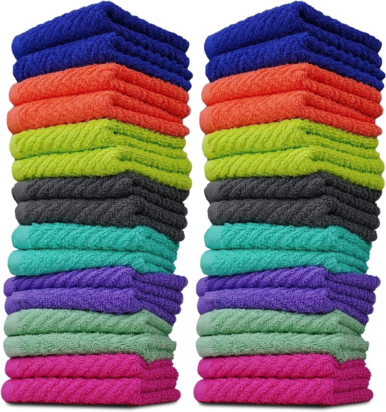 ZUPERIA Zigzag Multicolor Wash Cloths -32 Pack -12" x 12"- Highly Absorbent Soft Washcloths for Face, Gym Towels, Hotel Spa Quality, Reusable & Multipurpose Wash Cloth Towels