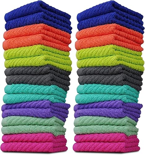 ZUPERIA Zigzag - Paños de lavado multicolor, paquete de 32, 12 x 12 pulgadas, paños suaves altamente absorbentes para cara, toallas de gimnasio,