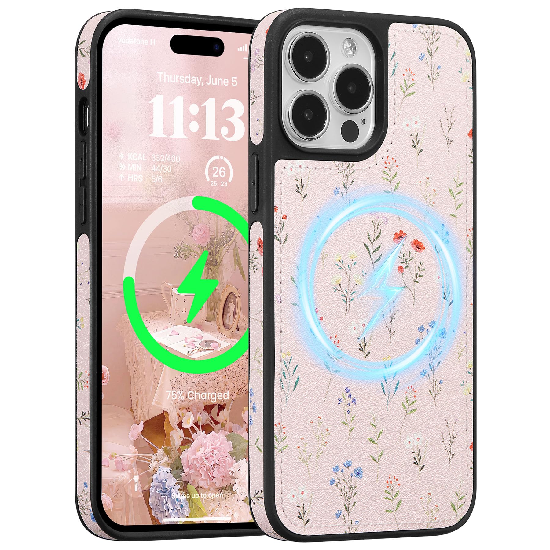 ZCDAYE Case for iPhone 16 Pro Compatible with Magsafe, PU Leather Cute Phone Case for Women Girls,Durable Bumper Shockproof Phone Cover for iPhone 16