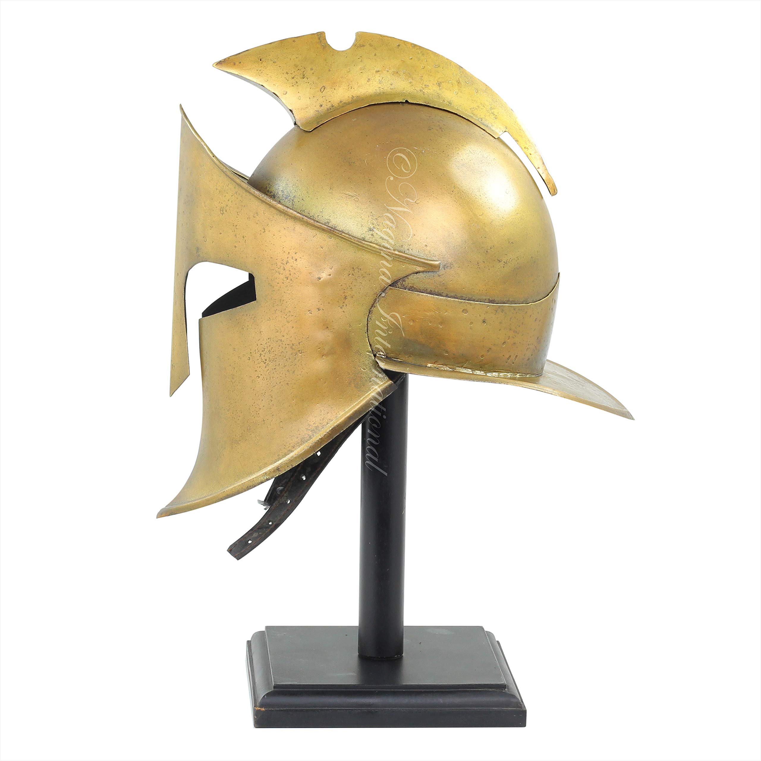 Nagina InternationalAntique Bronze Finish Ancient Medieval Armor Knight Spartan 300 Movie King Leonidas Helmet Replica with Black Stand | Classical Old Look Vintage Style Costume