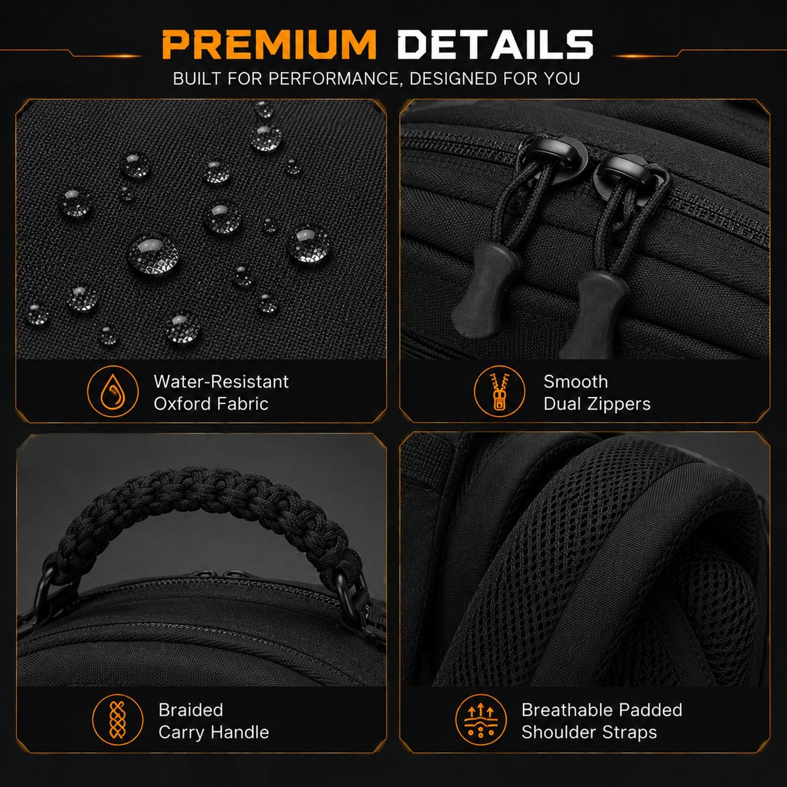 Zaino Outdoor da Viaggio per Uomo, Zaino Grande con Tasche Multiple, Schienale Imbottito Traspirante e Tessuto Oxford per Trekking Campeggio(Black)