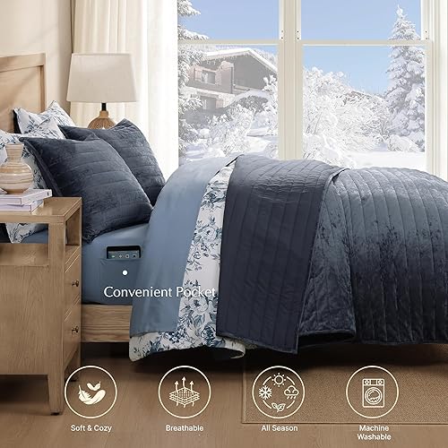 Miniatura 19 de WRENSONGE - Juego de edredón blanco tamaño queen de 3 piezas, colcha ligera para todas las estaciones del verano, juego de ropa de cama suave con 2