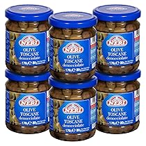 Neri Sottoli – Olive Toscane Denocciolate – Ideali come Condimento per Primi e Secondi piatti, Insalate e come Antipasto – Sapore Delicato e Gustoso -Origine delle olive:Toscana- 6 confezioni da 170g